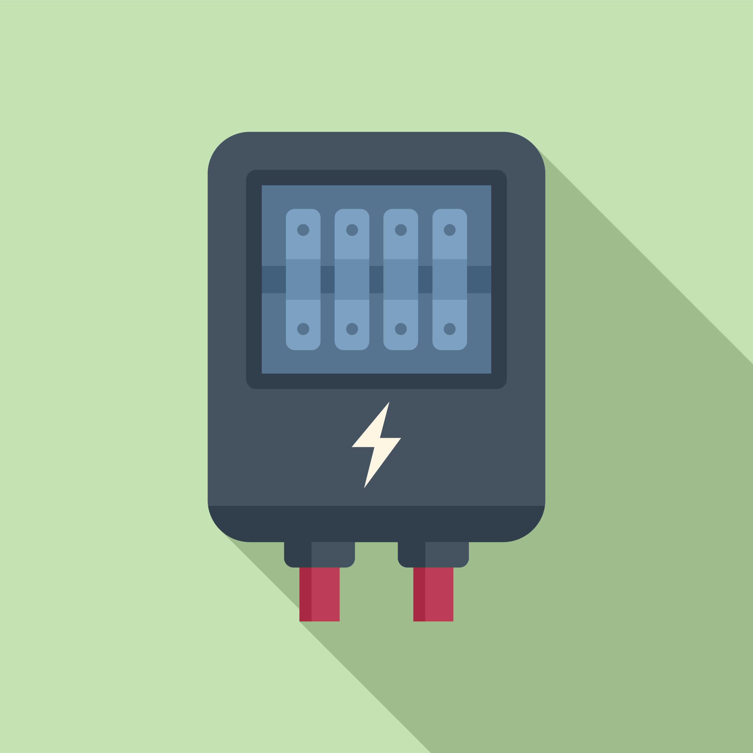 Contact junction box icon flat vector. Electric switch. Safety wall