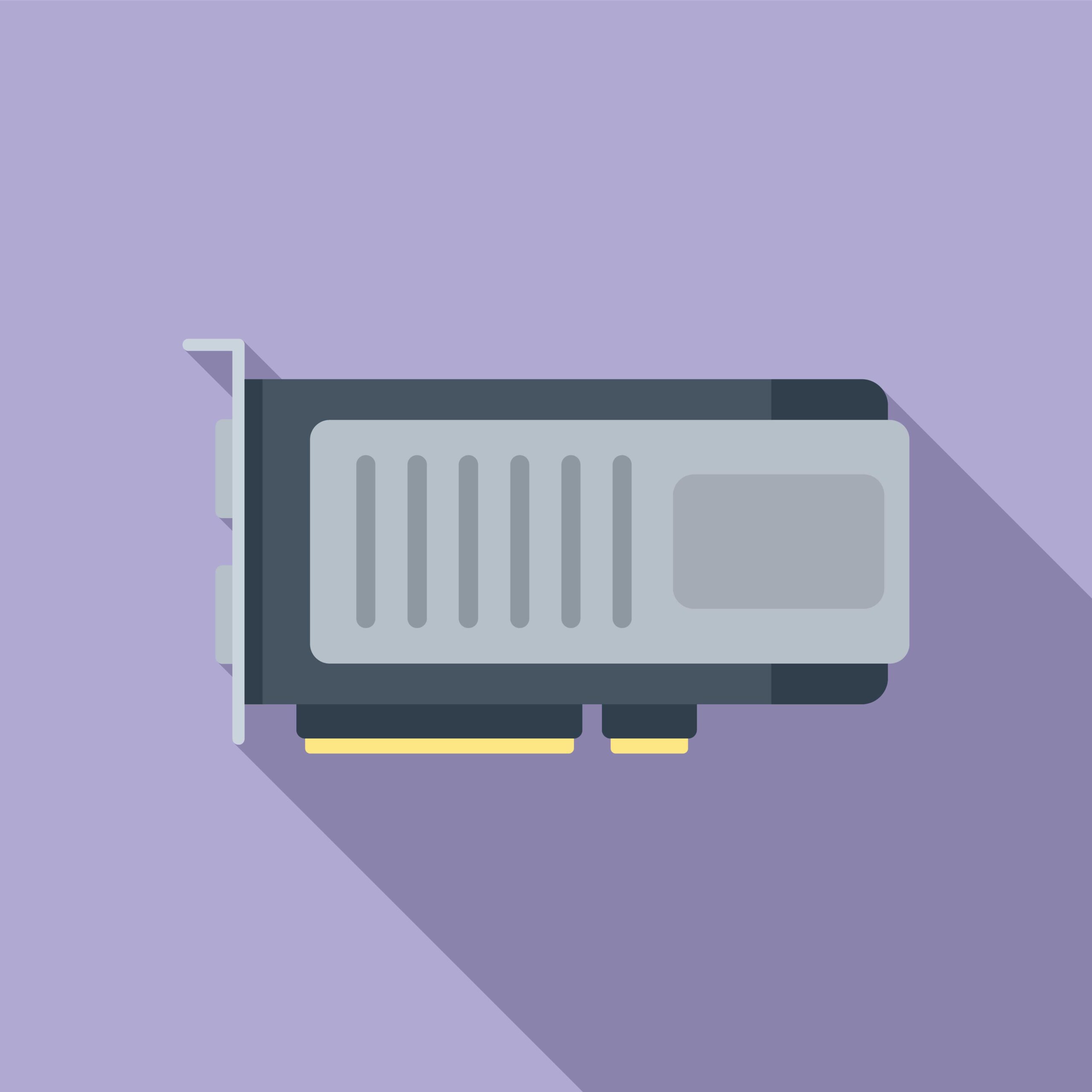 Video card icon flat vector. Pc gpu. Chip board